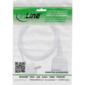 InLine® Power Extension Cable Type F angled, white, 5m