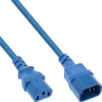 55pcs. Bulk-Pack InLine® Power cable extension, C13 to C14, blue, 1m