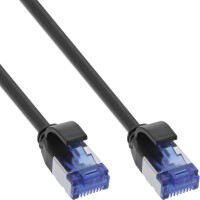 InLine® Patch cable slim, Cat.6A, S/FTP, TPE (LSZH) flexible, PoE, black, 30m