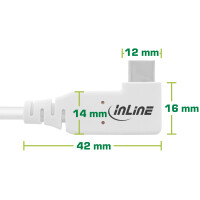 InLine® USB4 cable, USB-C, one side angled, PD 240W, 8K60Hz, TPE, white, 2m