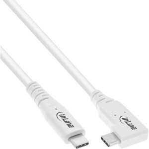 InLine® USB4 cable, USB-C, one side angled, PD 240W, 8K60Hz, TPE, white, 1m