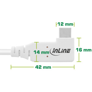 InLine® USB4 cable, USB-C, one side angled, PD 240W, 8K60Hz, TPE, white, 1m