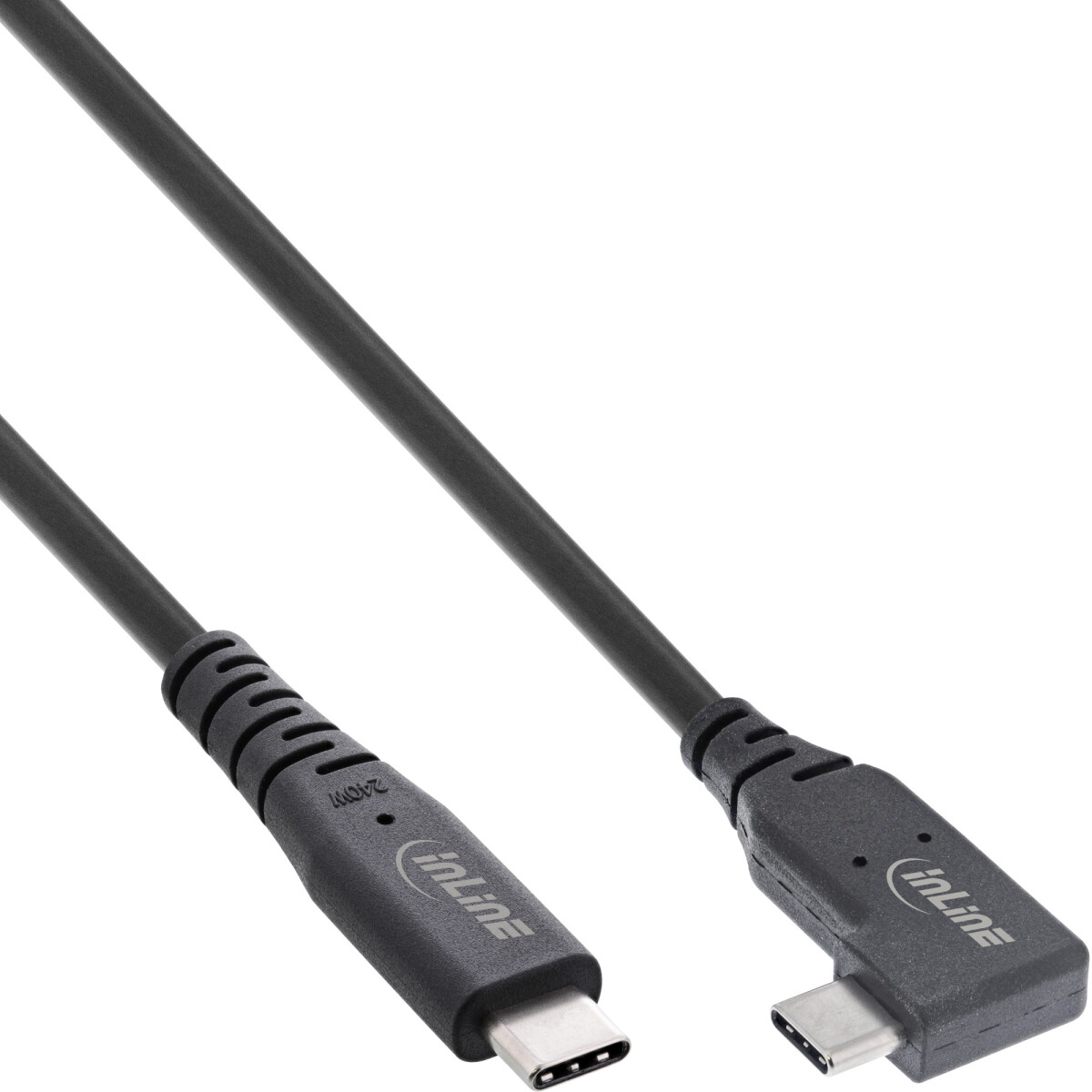 InLine® USB4 Kabel, USB-C einseitig gewinkelt, PD...