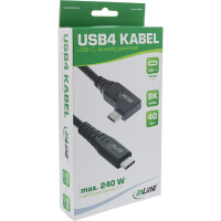 InLine® USB4 Kabel, USB-C einseitig gewinkelt, PD 240W 8K60Hz, TPE schwarz, 1m