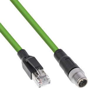 InLine® Industrie Netzwerkkabel, M12 8-pin X-kodiert St. zu RJ45 St., Cat.6A 1m