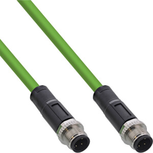 InLine® Industrial network cable, M12 4-pin D-coded male/male, PUR 5m