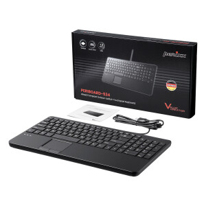 Perixx PERIBOARD-534 H DE, wired USB keyboard - with touchpad and 2x hubs