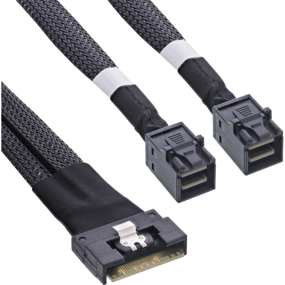 InLine® Slim SAS cable, SFF-8654 8i to 2x SFF-8643, 0.5m