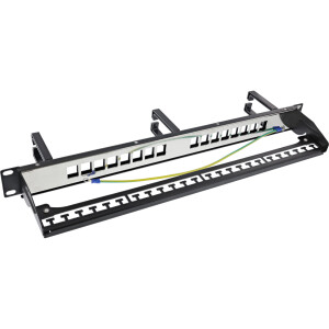 InLine® Patchfeld 16-fach, Keystone Leerblech mit 3 Bügeln, 19", 1HE, schwarz