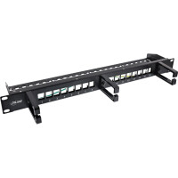 InLine® Patchfeld 16-fach, Keystone Leerblech mit 3 Bügeln, 19", 1HE, schwarz