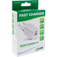 InLine® Power Delivery + Quick Charge USB Netzteil, 33W, USB-A + USB-C, weiß