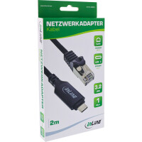 InLine® USB 3.2 Netzwerkadapter Kabel, Gigabit, USB-C zu RJ45 Stecker, 2m