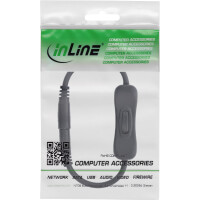 InLine® DC Kabel mit Schalter, DC ST/BU 5,5x2,5mm, AWG 18, schwarz, 0,20m