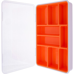 InLine® Small Components Box, 9 compartments, 290x185x45mm, orange