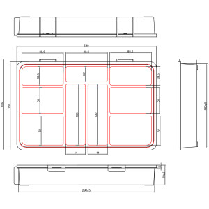 InLine® Small Components Box, 9 compartments, 290x185x45mm, orange