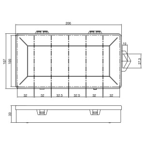 InLine® Small Components Box, 6 compartments, 206x107x33mm, transparent