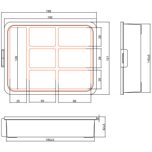 InLine® Small Components Box, 7 compartments, 180x140x40mm, orange