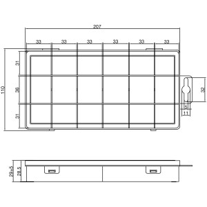 InLine® Small Components Box, 18 compartments, 207x110x27mm, transparent