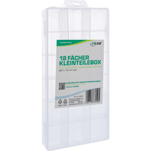 InLine® Small Components Box, 18 compartments, 207x110x27mm, transparent