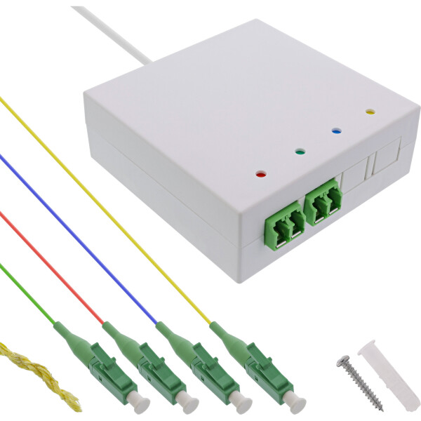 InLine® FTTH Anschlussbox vorkonfektioniert  4x LC/APC 9/125µm 10m