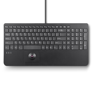 Perixx PERIBOARD-538 H DE, Wired USB keyboard with trackball