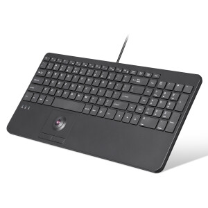 Perixx PERIBOARD-538 H DE, Wired USB keyboard with trackball