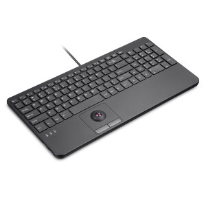 Perixx PERIBOARD-538 H DE, Wired USB keyboard with trackball