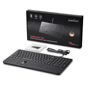 Perixx PERIBOARD-538 H DE, Wired USB keyboard with trackball