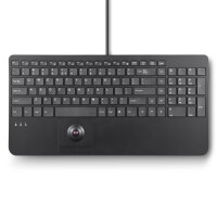 Perixx PERIBOARD-538 H DE, Wired USB keyboard with trackball