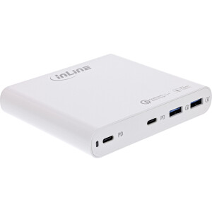 InLine® USB power supply, GaN charger, 4-port, 2x USB-C + 2x USB-A, 120W, white