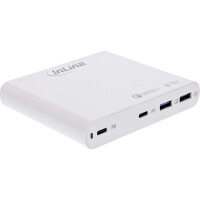 InLine® USB power supply, GaN charger, 4-port, 2x USB-C + 2x USB-A, 120W, white