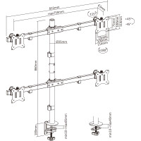 InLine® Tischhalterung, für 4x LCD-/LED-Display bis 81cm (32"), max. 9kg