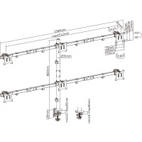 InLine® Tischhalterung, für 6x LCD-/LED-Display bis 81cm (32"), max. 7kg