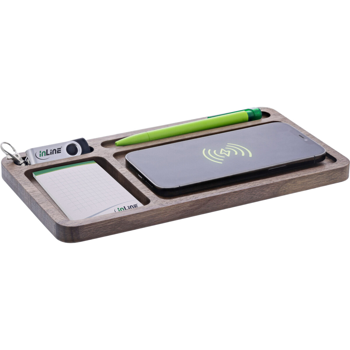 InLine® WoodCharge - Organizer with integrated Qi...