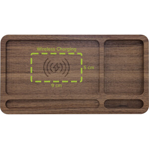 InLine® WoodCharge – Organizer mit integrierter Qi-Ladefläche aus Walnuß-Holz