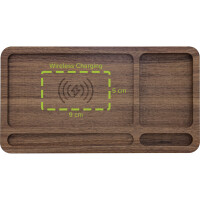 InLine® WoodCharge – Organizer mit integrierter Qi-Ladefläche aus Walnuß-Holz