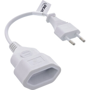 InLine® Euro Type C Plug Power Extension male / female, white, 0.2m