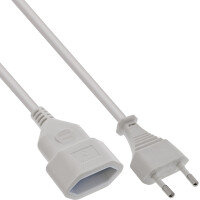 InLine® Euro Type C Plug Power Extension male / female, white, 1.5m